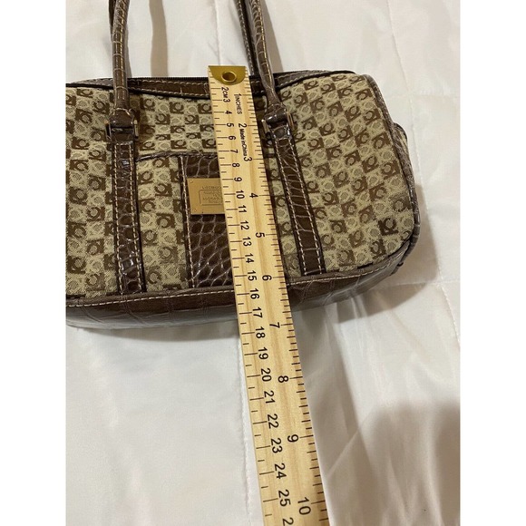 Liz Claiborne Monogram Brown Small Purse, Beige Lining Very G Cond - Picture 2 of 16